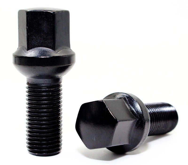 Veritek Performance Set of 20 Veritek 14x1.5mm 2.10 Inch 28mm Shank Length 17mm Hex R12 OE Black Ball Seat Wheel Lug Bolts for Mercedes Audi VW Factory Wheels - Image 2